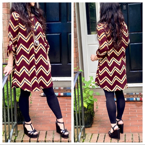 CHEVRON PRINT TUNIC DRESS - Picture 8 of 15